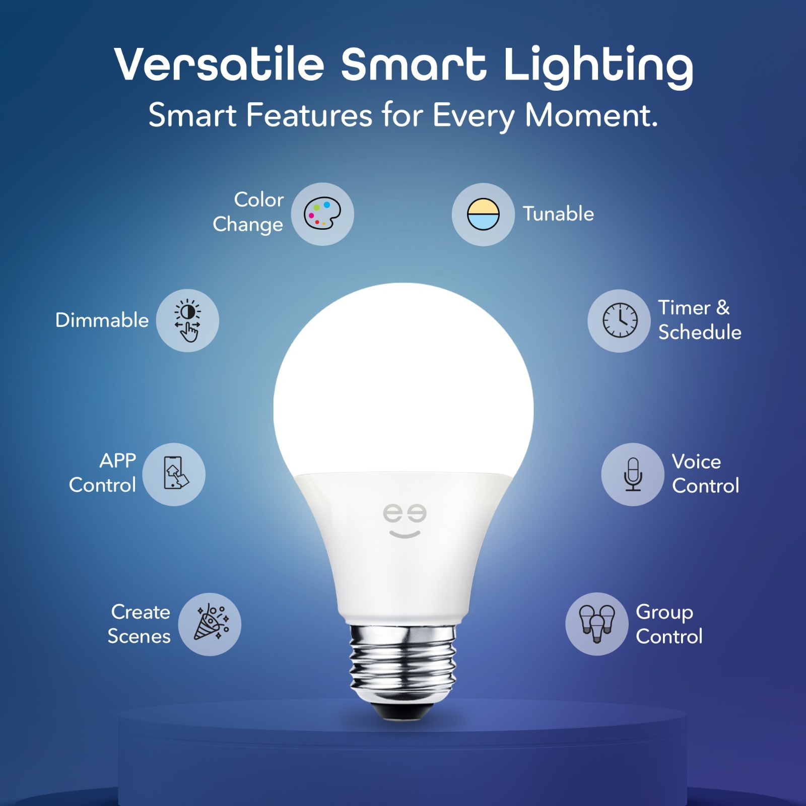 Geeni A19 Smart LED Bulbs 6-Pack | Alexa Google, Color + White Wi-Fi