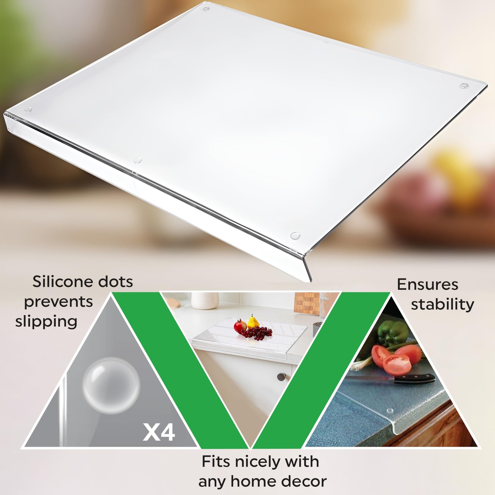 18×16 Acrylic Cutting Board with Counter Lip Cutting Board Kitchen Countertop