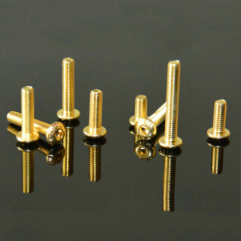 20PCS M2/M3/M4/M5 Metric Button Head Screw Hex Socket Bolts Alloy Steel Golden