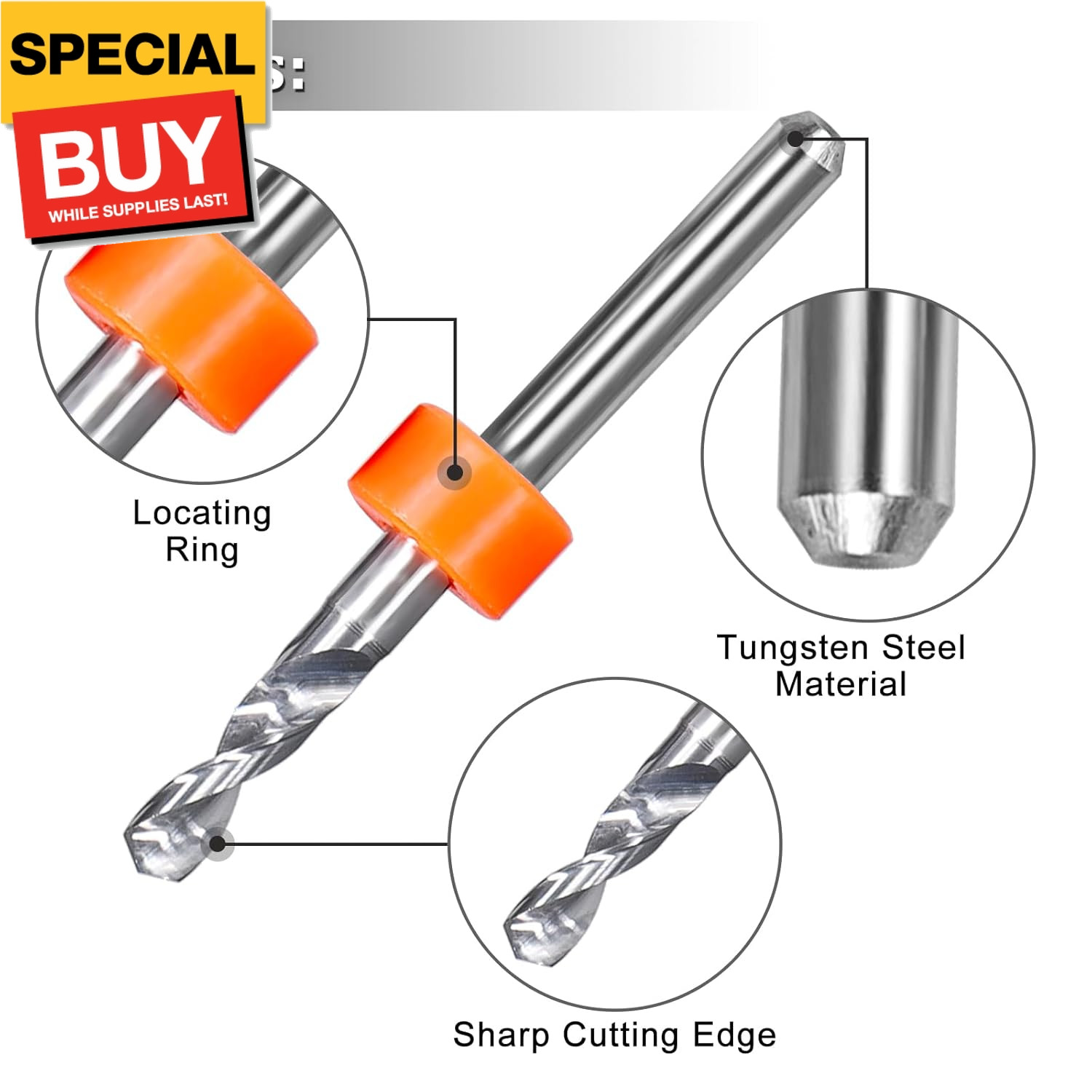 40PCS PCB Drill Bits Set 0.1mm-3.0mm, Micro Spiral Flute Carbide Print Circuit B