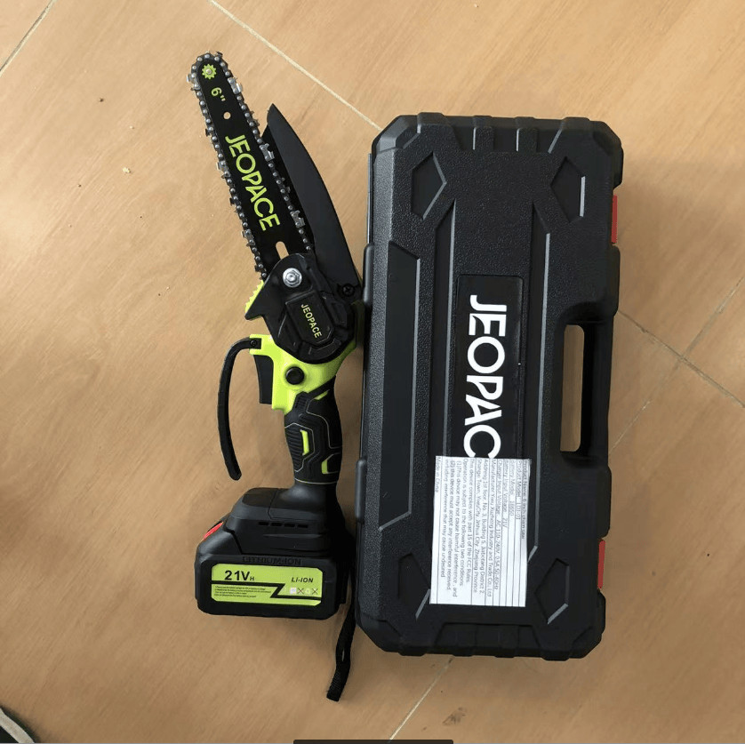 Mini Chainsaw 6 Inch Portable Electric Chainsaw Cordless with 2 Chain, 2 Battery