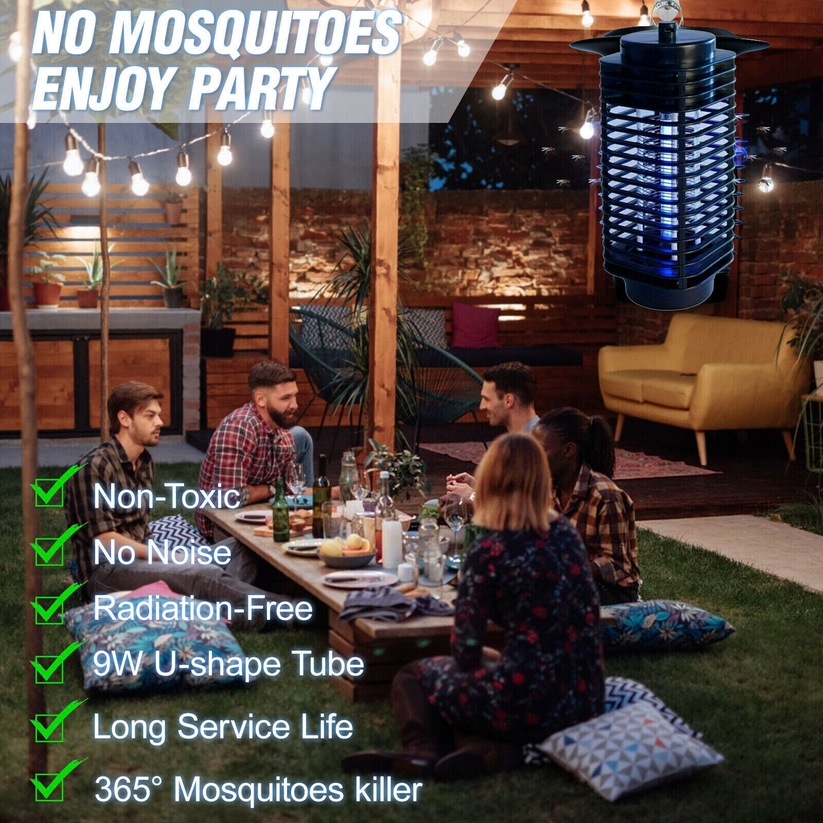 1~4PCS Electric Mosquito Insect Zapper Fly Bug Killer Trap LED Lamp Pest Control