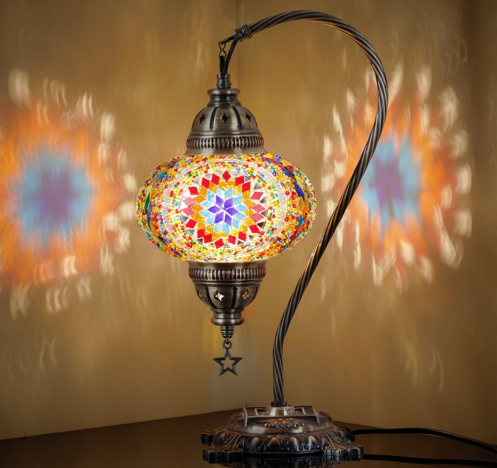 Turkish Moroccan Mosaic Bohemian Colorful Table Bedside Lamp Light Lampshade