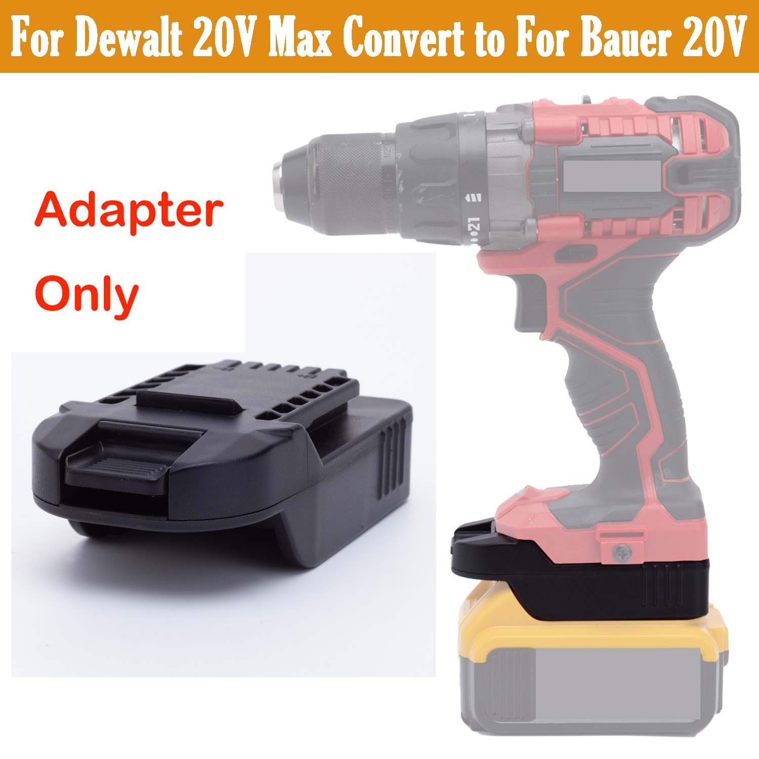 Converter For Dewalt 20V Li-ion Battery Adapter to For Bauer 20V Cordless Tools
