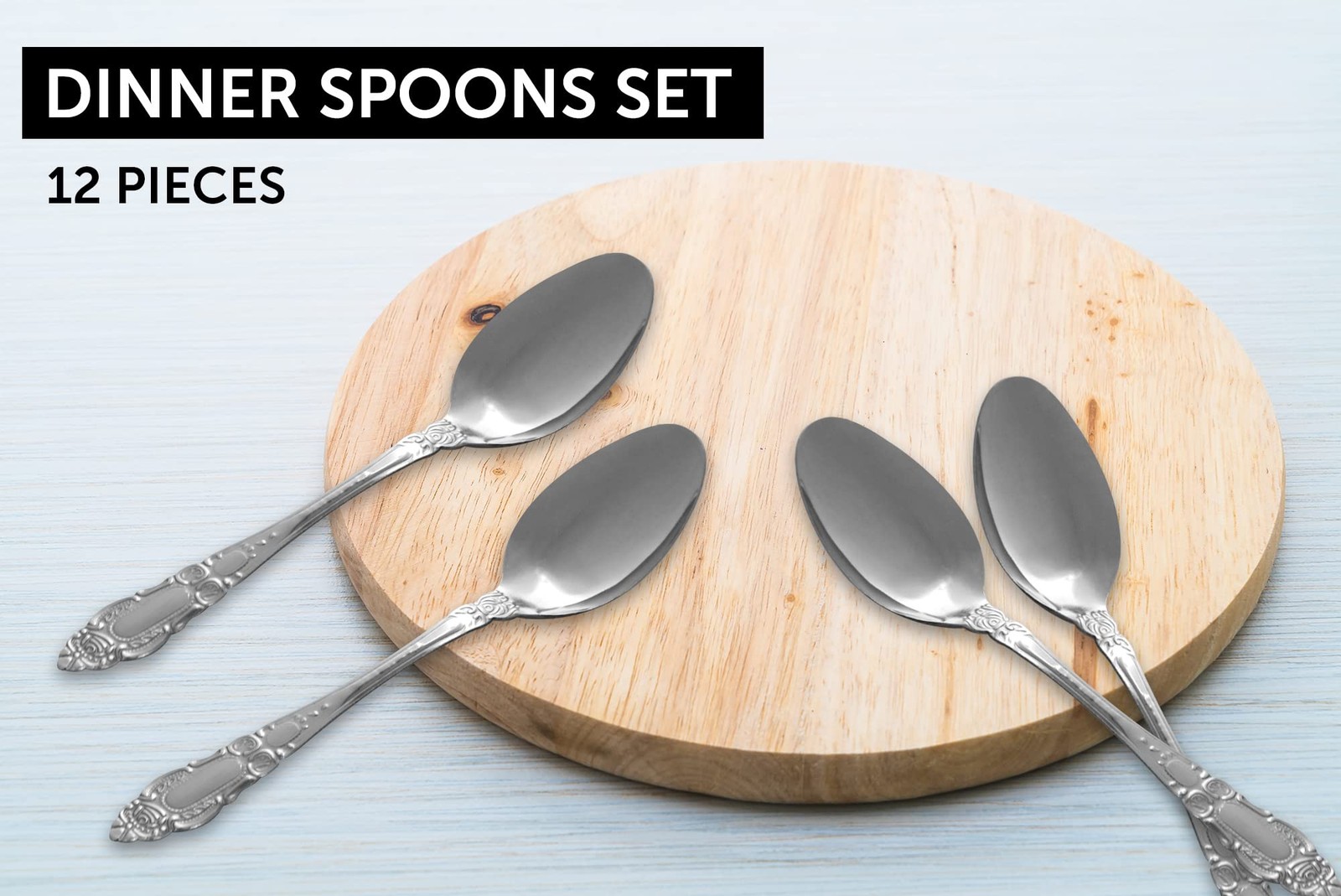 12 Pcs Stainless Steel Dinner Spoon Set 7.5 In Food Grade Kitchen Table Utensils