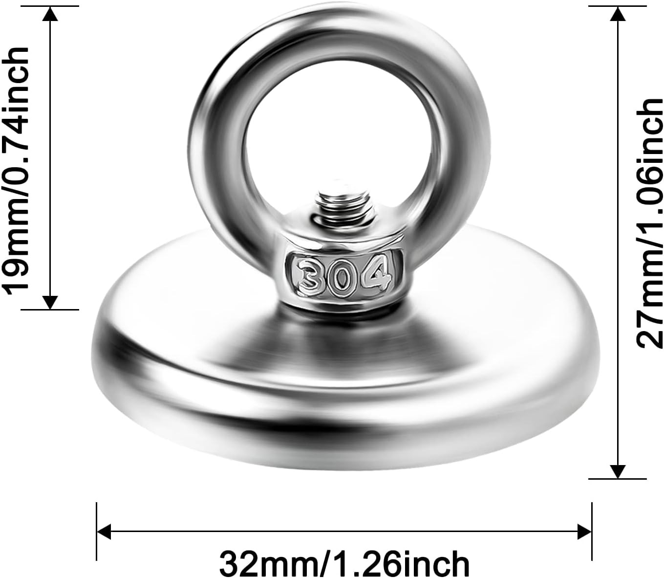 Strong Magnetic Hooks 6 Pack, 100 Lbs (45 KG) Pulling Force Rare Earth Neodymium