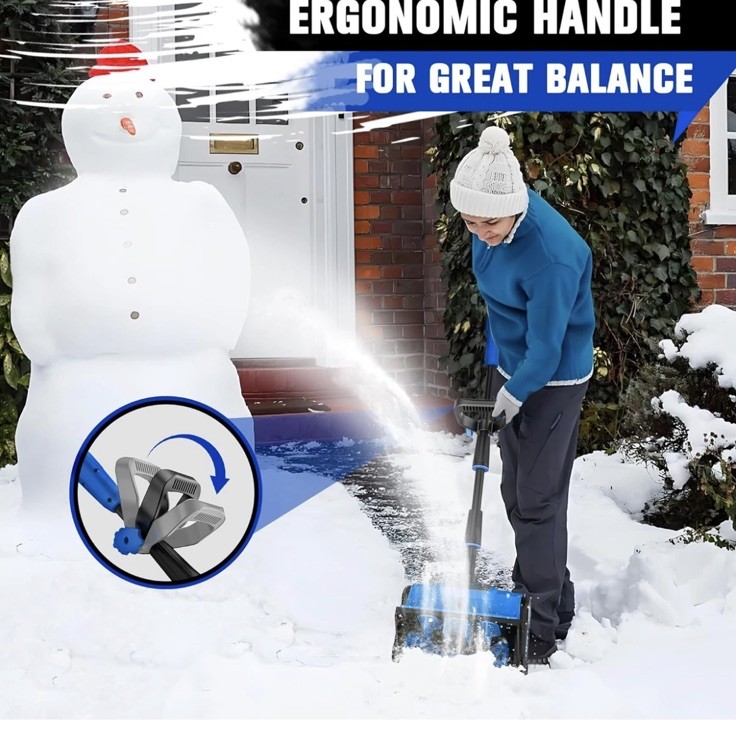 40V Cordless Snow Shovel, 13 Inch, 4.0Ah Electric Snow Blower, Blue