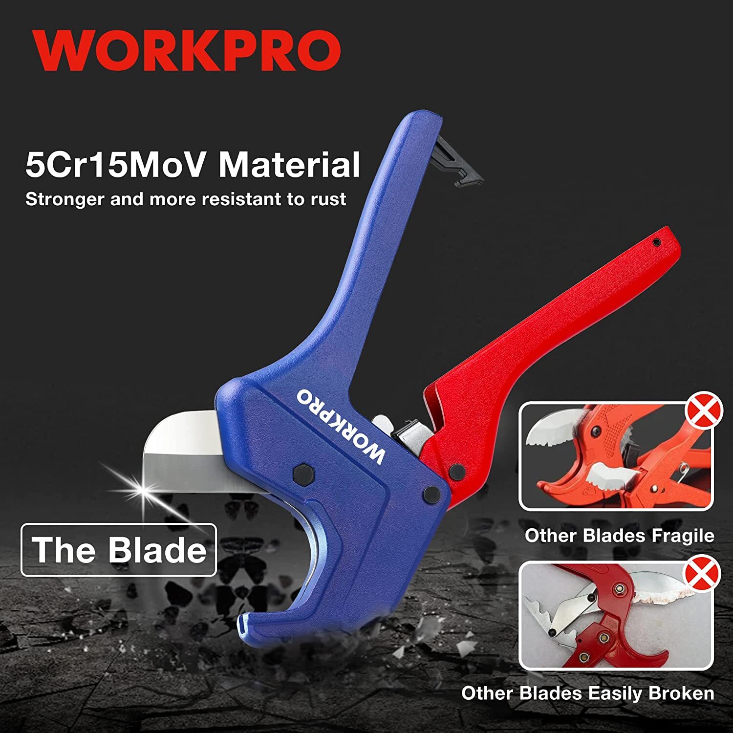 WORKPRO Ratchet PVC Pipe Cutter Up to 1-5/8″ Plastic Pipe and Tubing Cutter USA