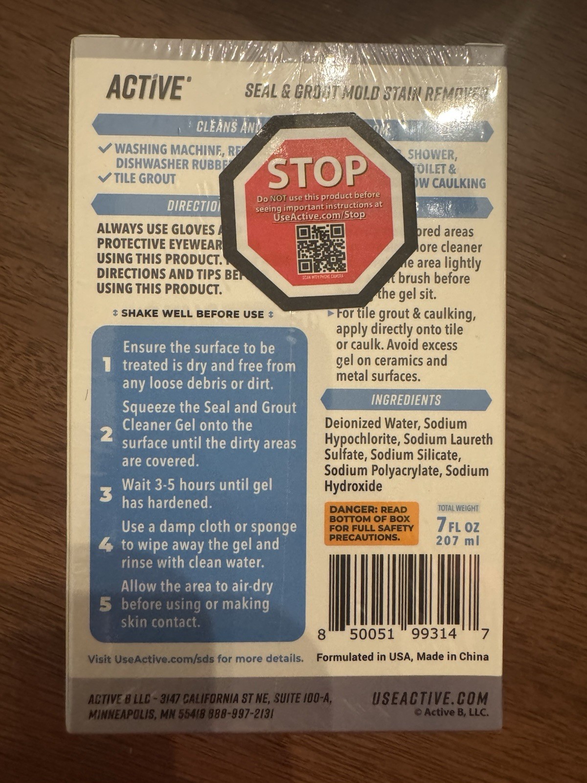 (2 PACK SET) Active Seal & Grout Mold Stain Remover, 7fl oz