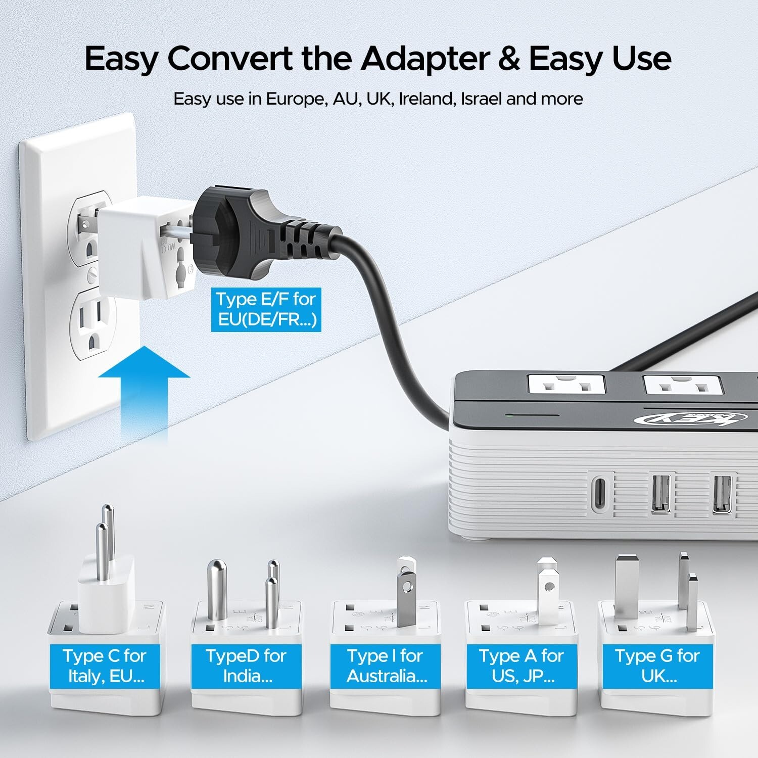 220V to 110V Step Down Voltage Converter 2-Outlet 4 USB Travel Adapter Converter