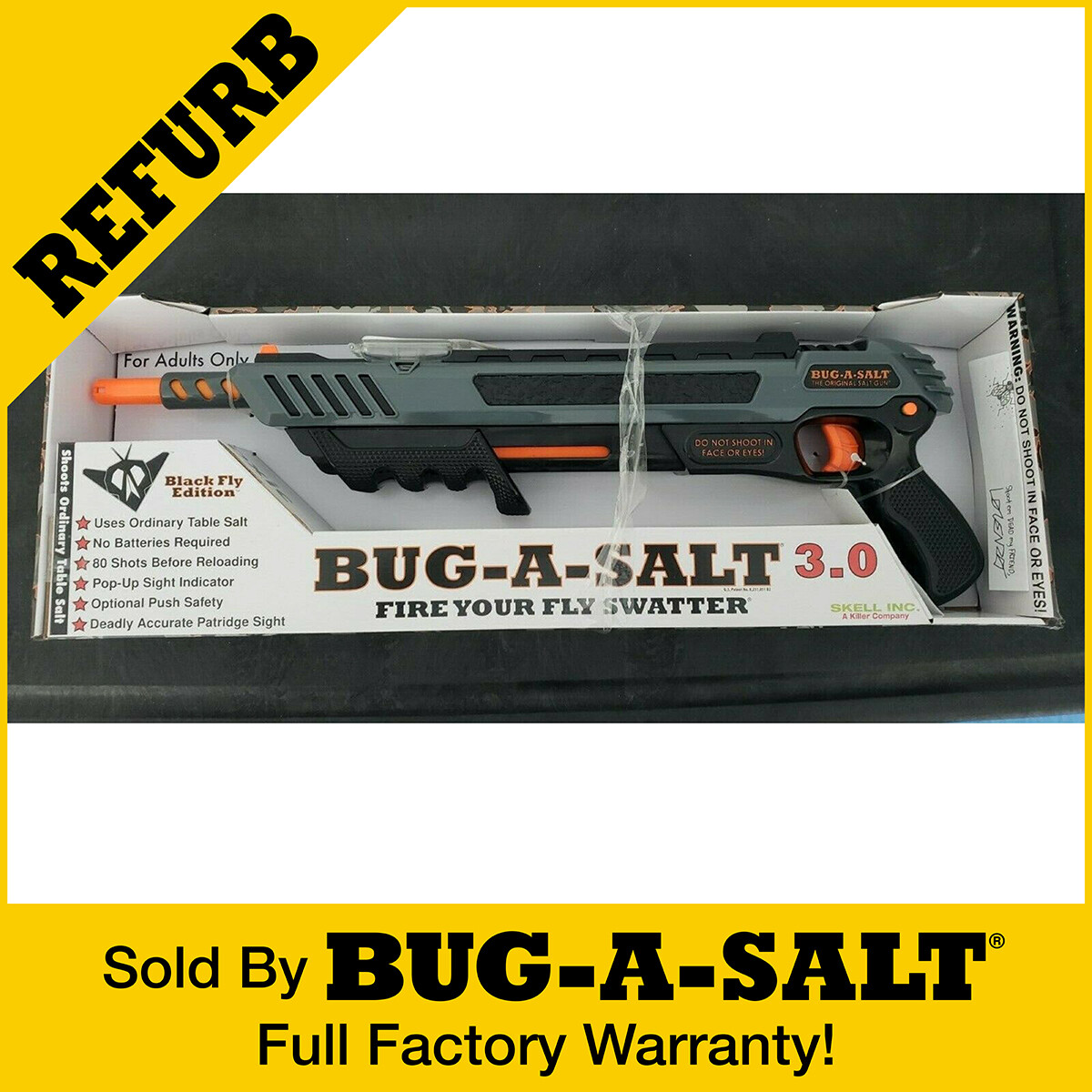 REFURBISHED BUG-A-SALT BLACK FLY 3.0 GUN