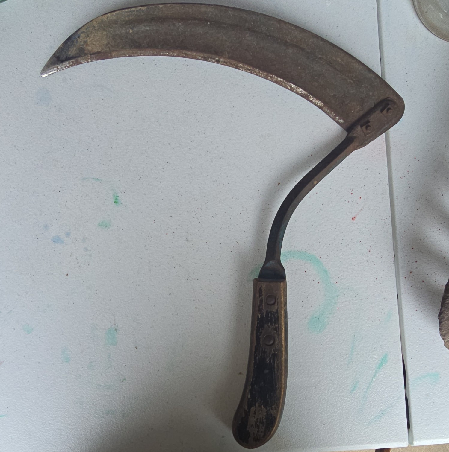 Steel Sickle 12 in Blade, 3.5 in Wide, Wood Handle for Reaping/Trimming