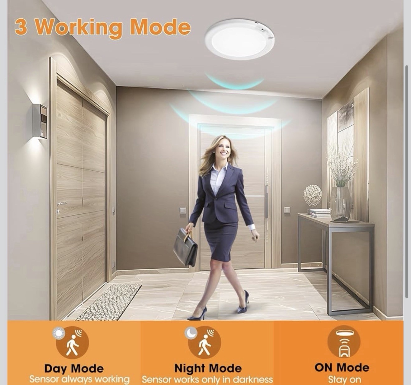 Rechargeable Motion Sensor Ceiling Light W/Remote Battery Powered Wireless 1/2/4