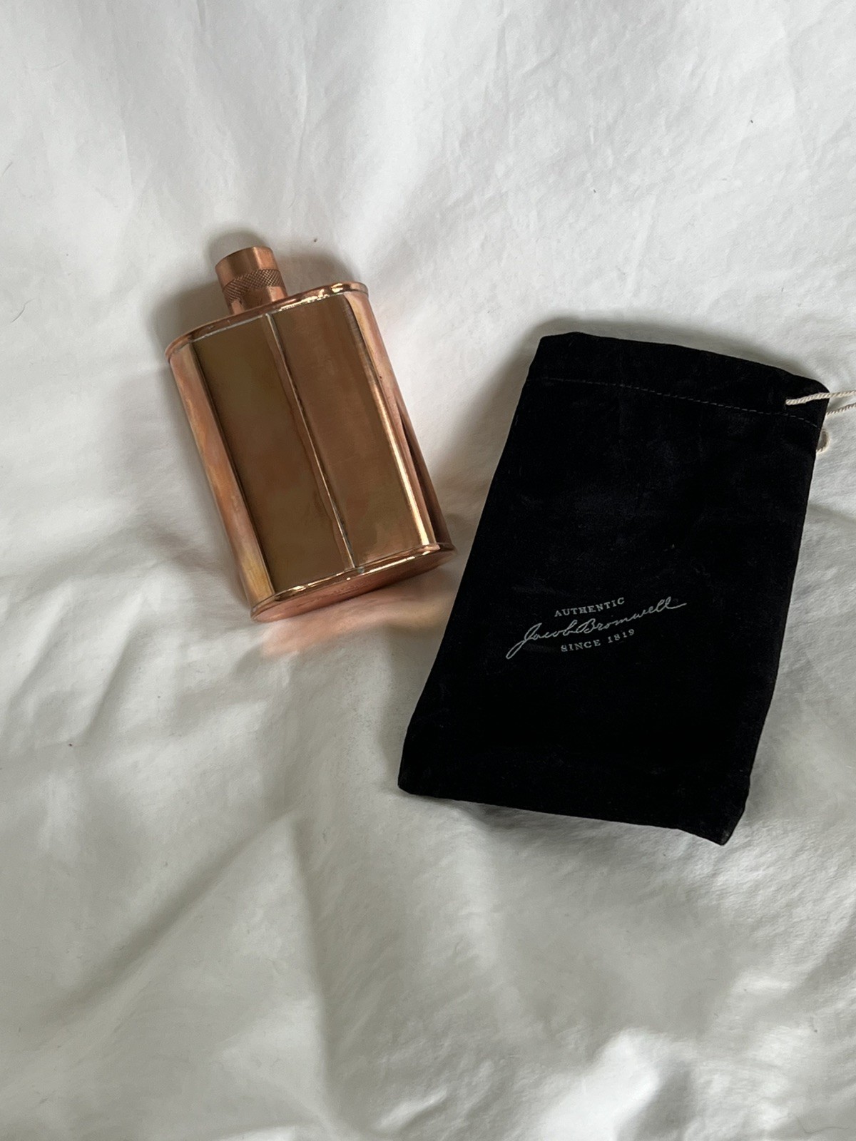 JACOB BROMWELL COPPER FLASK VERMONTER 9oz 5″ TIN-lined Natural Patina