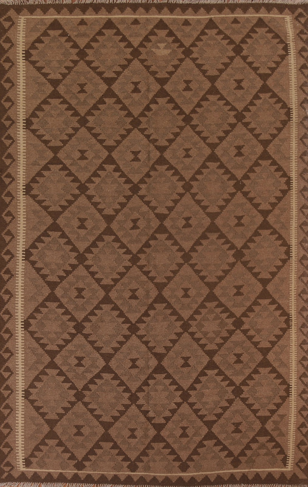 Brown Kilim Oriental Area Rug 7×10 Flat-weave Southwestern Style for Any Room