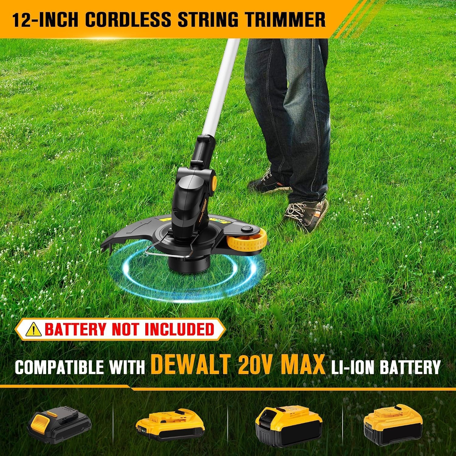 For DEWALT 20V Battery 12in. Cordless String Trimmer&Edger Brushless Weed Wacker