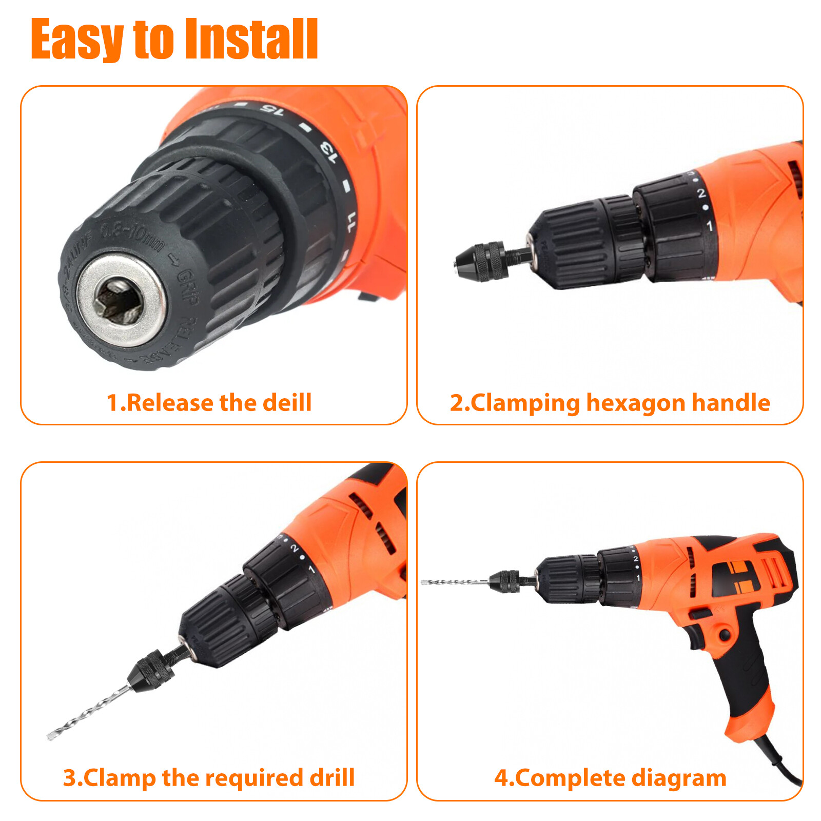 2x Keyless Chuck Conversion 1/4″ Hex Shank Adapter Drill Bit Quick Change Driver