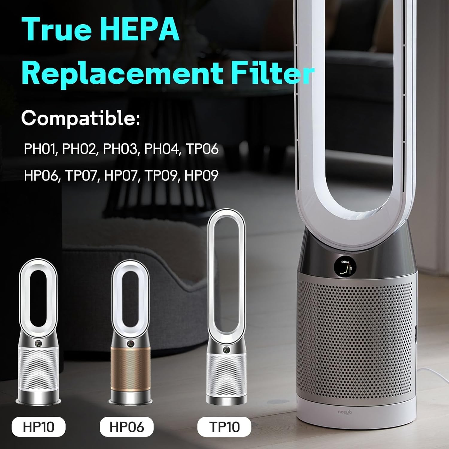 2 Pieces HEPA Carbon Air Filter Replacement 360 Combi Glass Dyson TP07 TP09 HP09