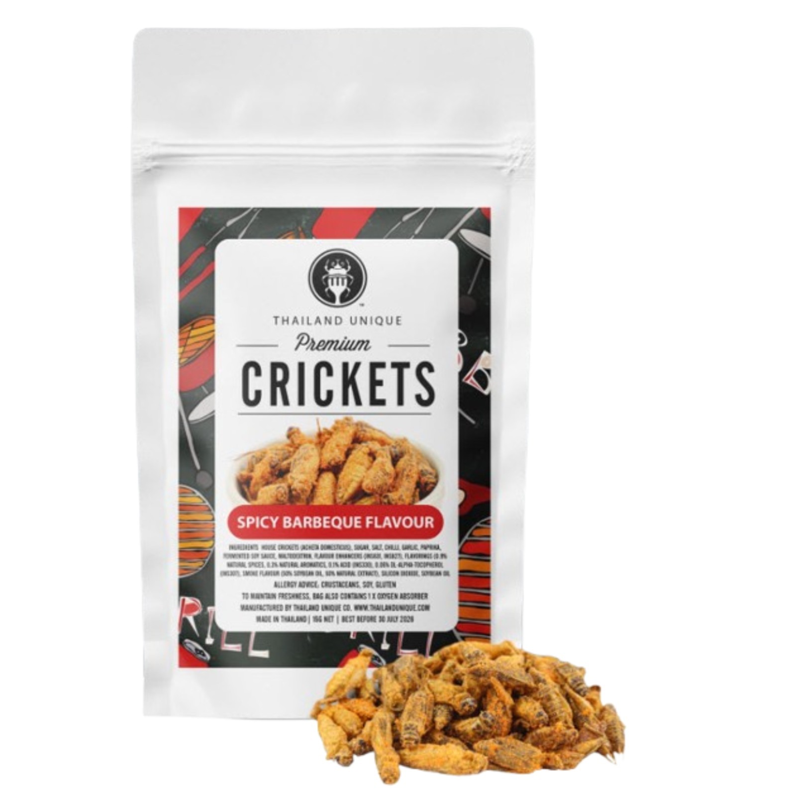 Thailand Unique Barbecue Seasoned Crickets – 15G Bag of Dehydrated Edible Insect
