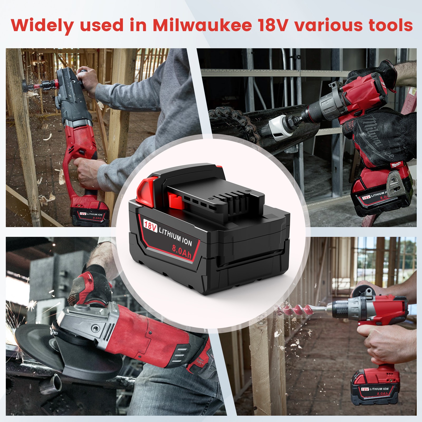 2x 8.0AH Battery For Milwaukee M18 18V Lithium-ion Extended Capacity 48-11-1860