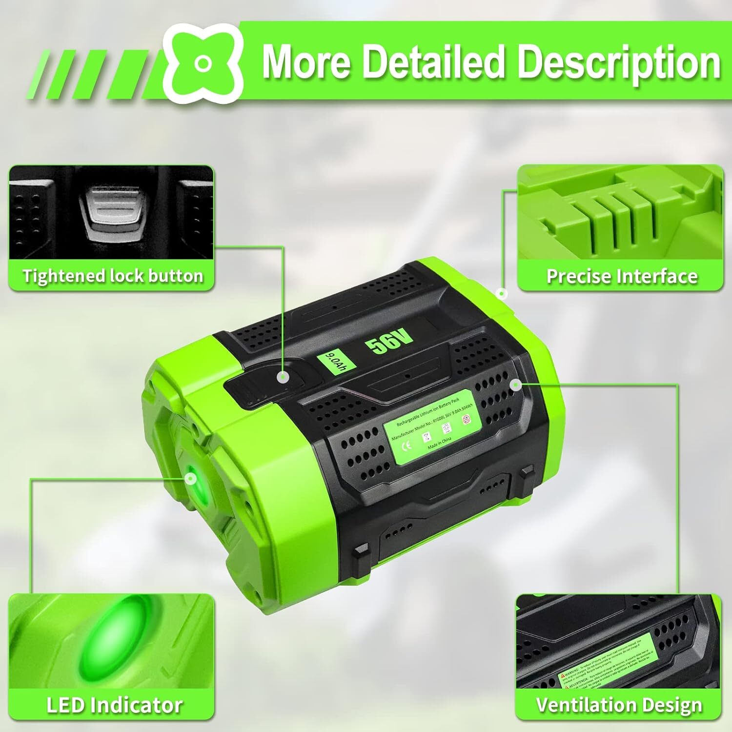For EGO POWER+ 56V 12Ah ARC Lithium upgrade Battery BA6720T w/ Fuel Gauge