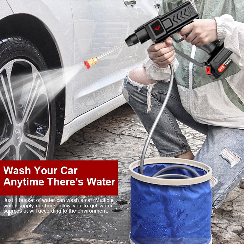 Portable Cordless Electric High Pressure Water Spray Gun Car Washer Cleaner Tool