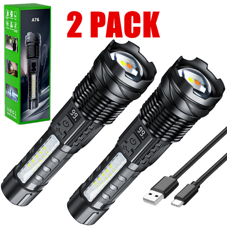 990000000 Lumen Super Bright LED Tactical Flashlight Rechargeable LED Work Light