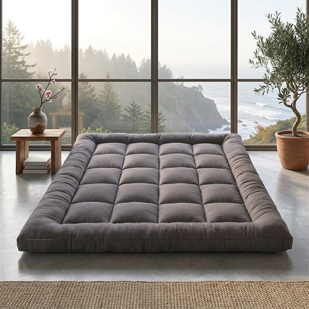 Extra Thick Japanese Sleeping Floor Mattress Foldable Roll Up Futon Tatami Mat