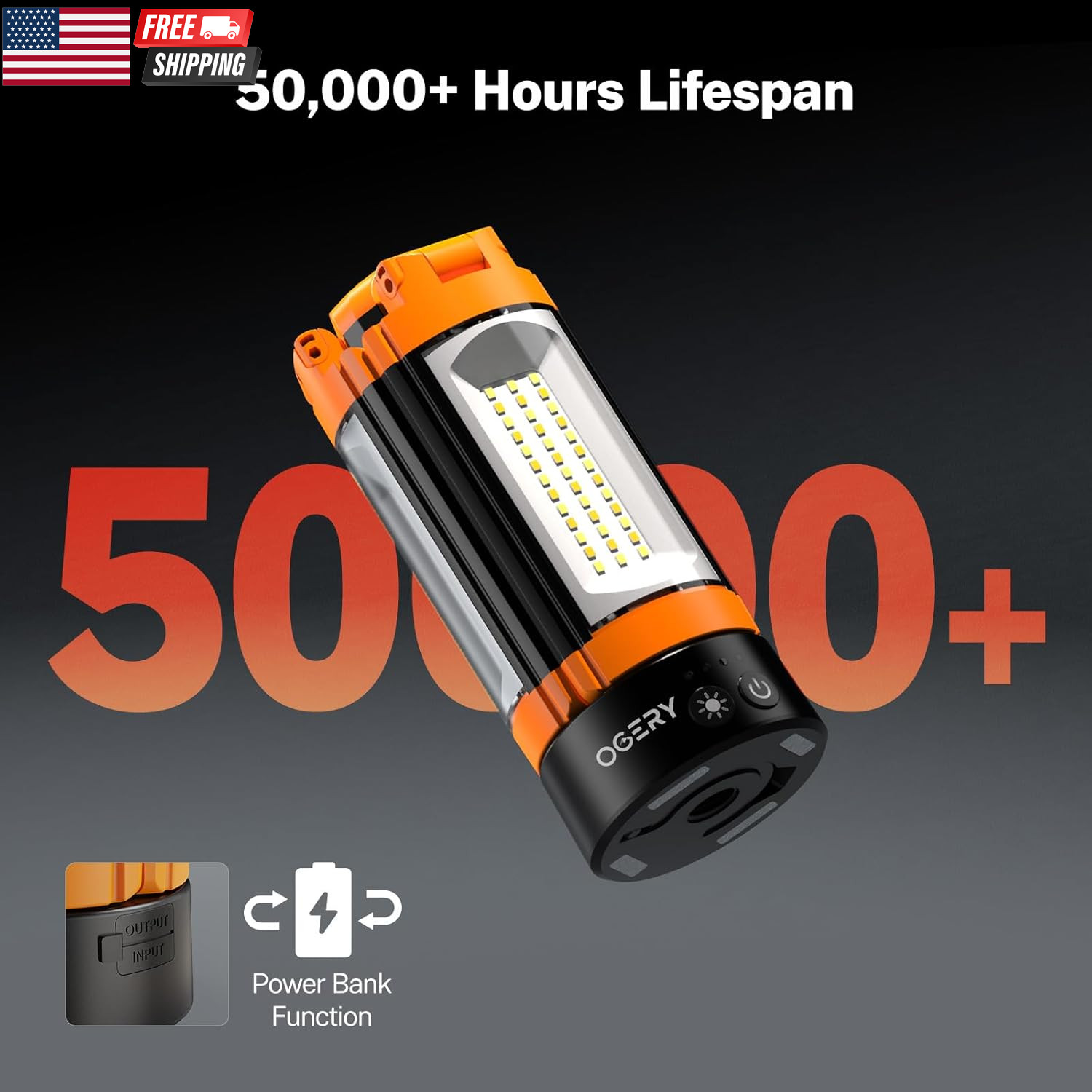 Rechargeable 10000Mah Camping Light with Stand 6.5 Ft Max Height, Cordless Work