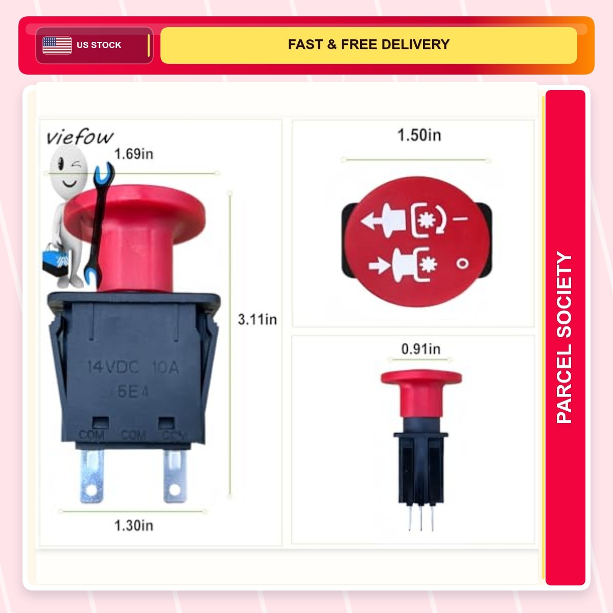 Pto Switch 2-way Blade Brass Mower Normally Open Red 1.0 Count Home Household