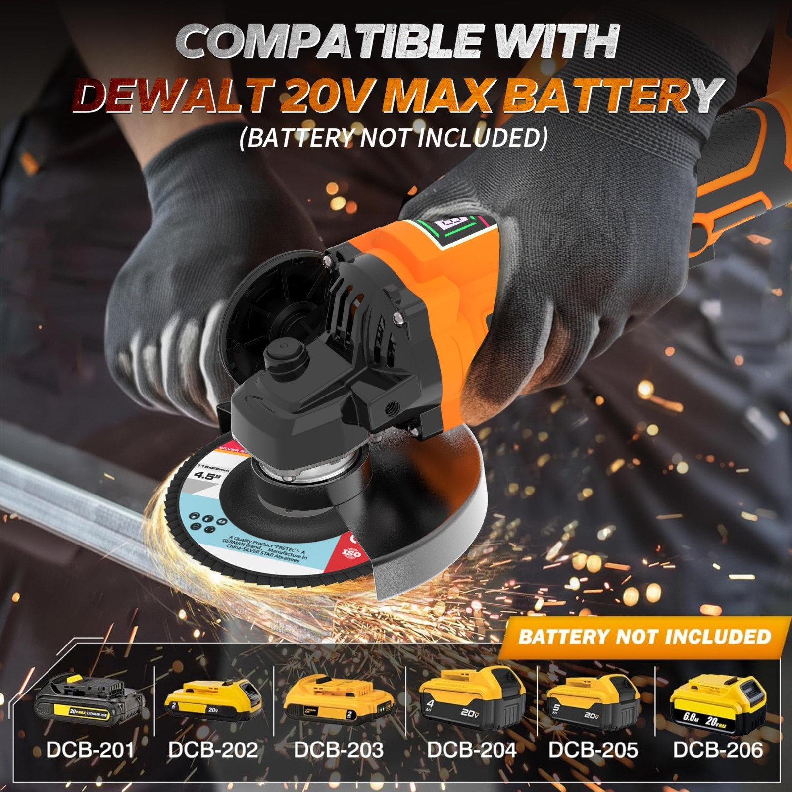 Cordless Angle Grinder for DEWALT 20V 4-1/2″-5″ Brushless 56PCS Battery & Stand