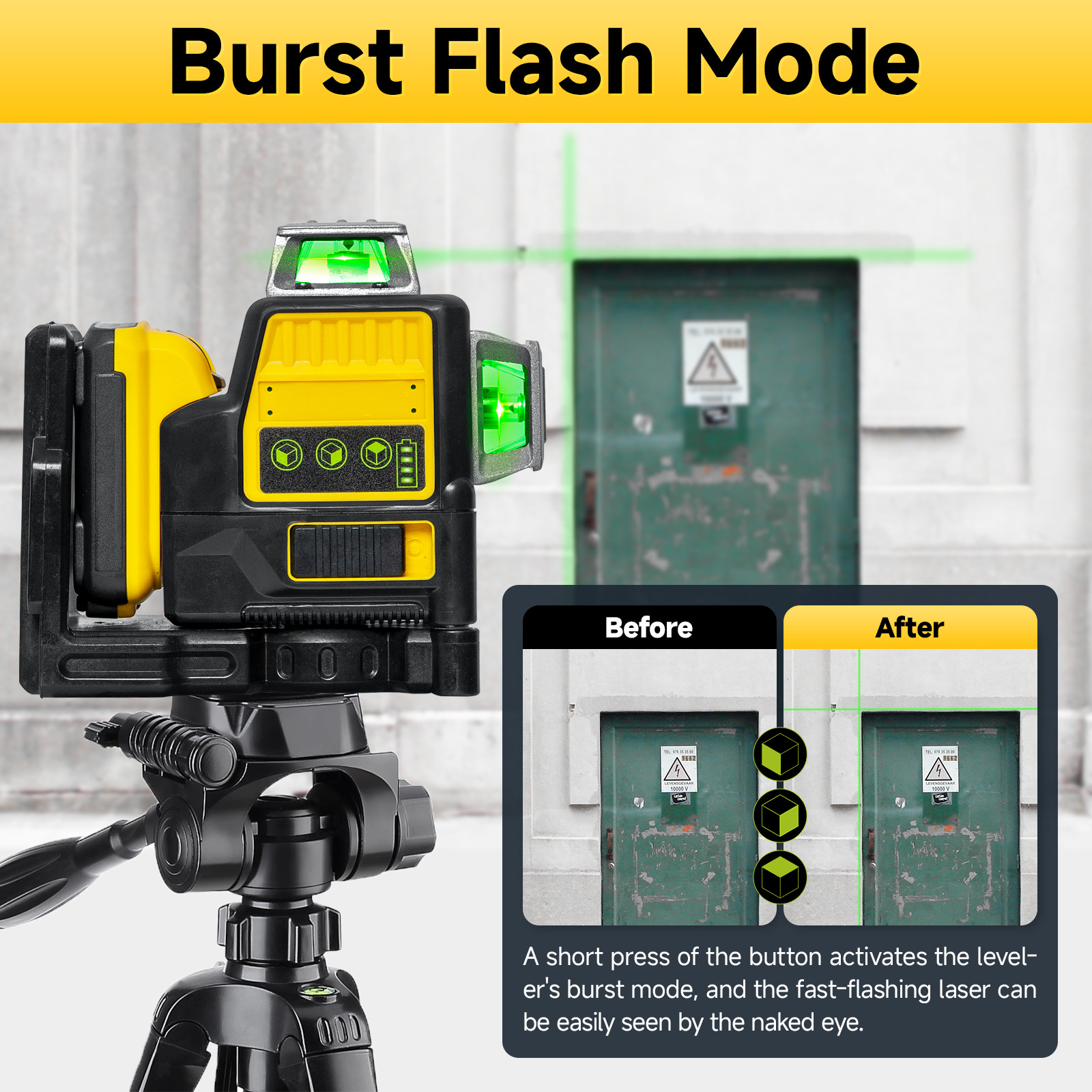 12V Green Line 3 x 360 Laser Level Laser + battery + charger