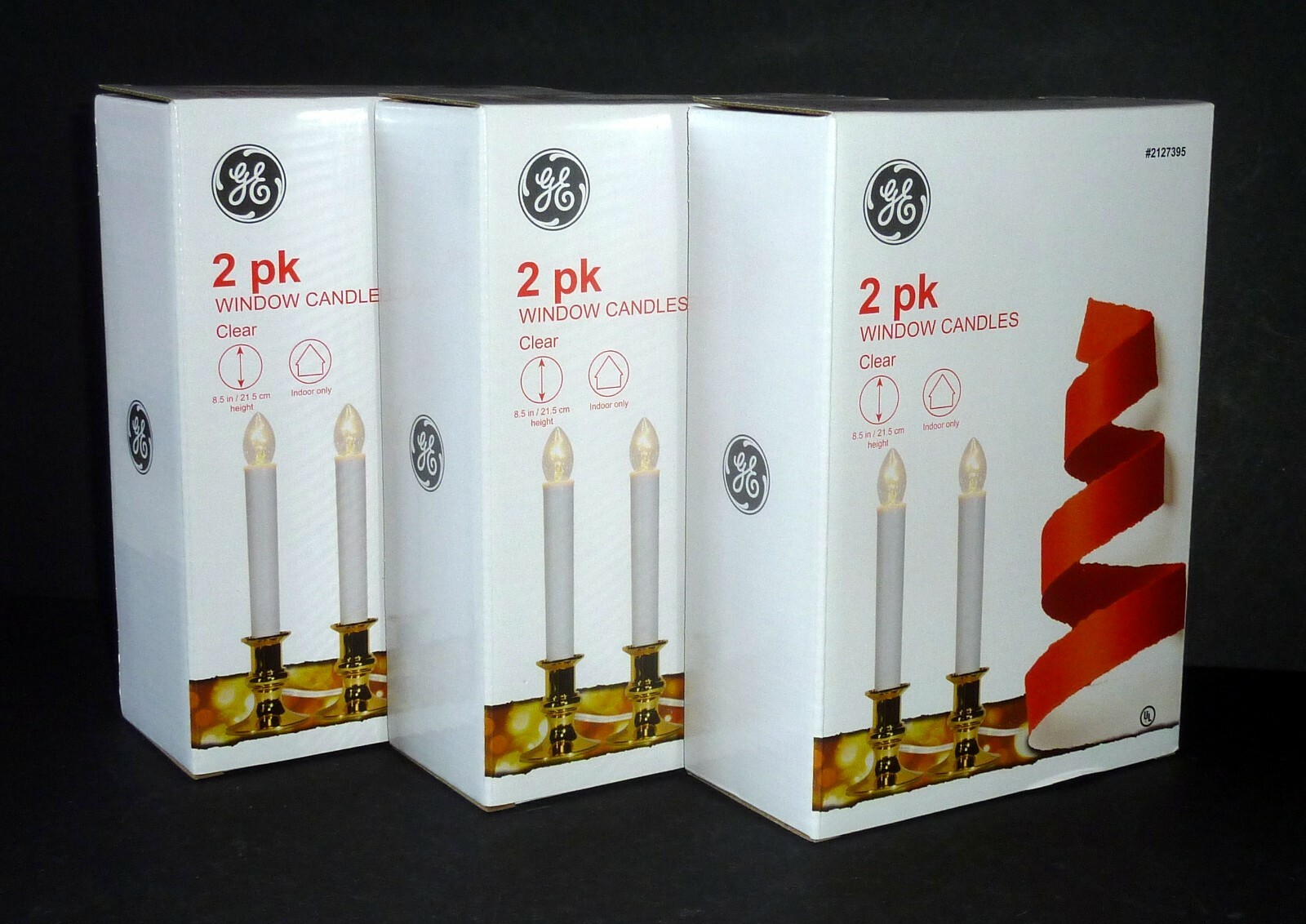 GE 2 pack Window Candles, Electric, Clear 8.5 in/21.5 cm New in Box! (3 boxes)