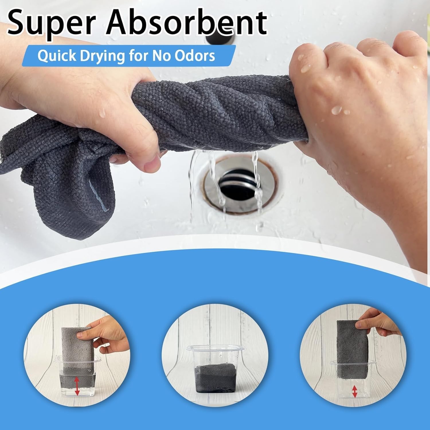 10 Roll (20pcs) Kitchen Dish Towels Microfiber Cleaning Cloth 7.5″x7.5″ Reusable