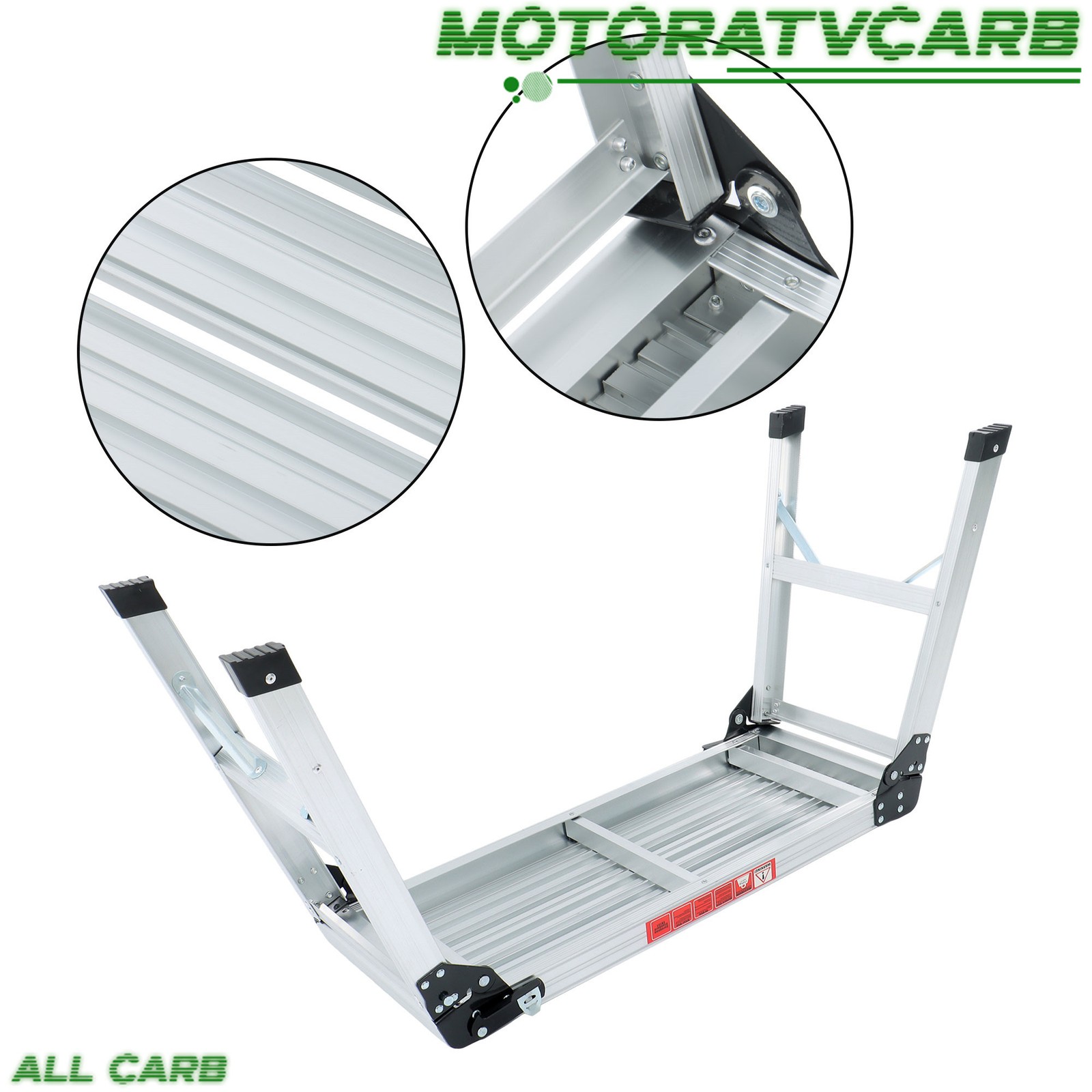 ALL-CARB 330 Lbs Capacity Work Platform Aluminum Step Ladder Heavy Duty Foldable