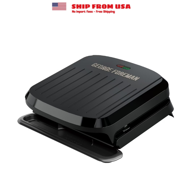 George Foreman 4‑Serving Electric Grill & Panini Press, Easy‑Clean Removable Dis