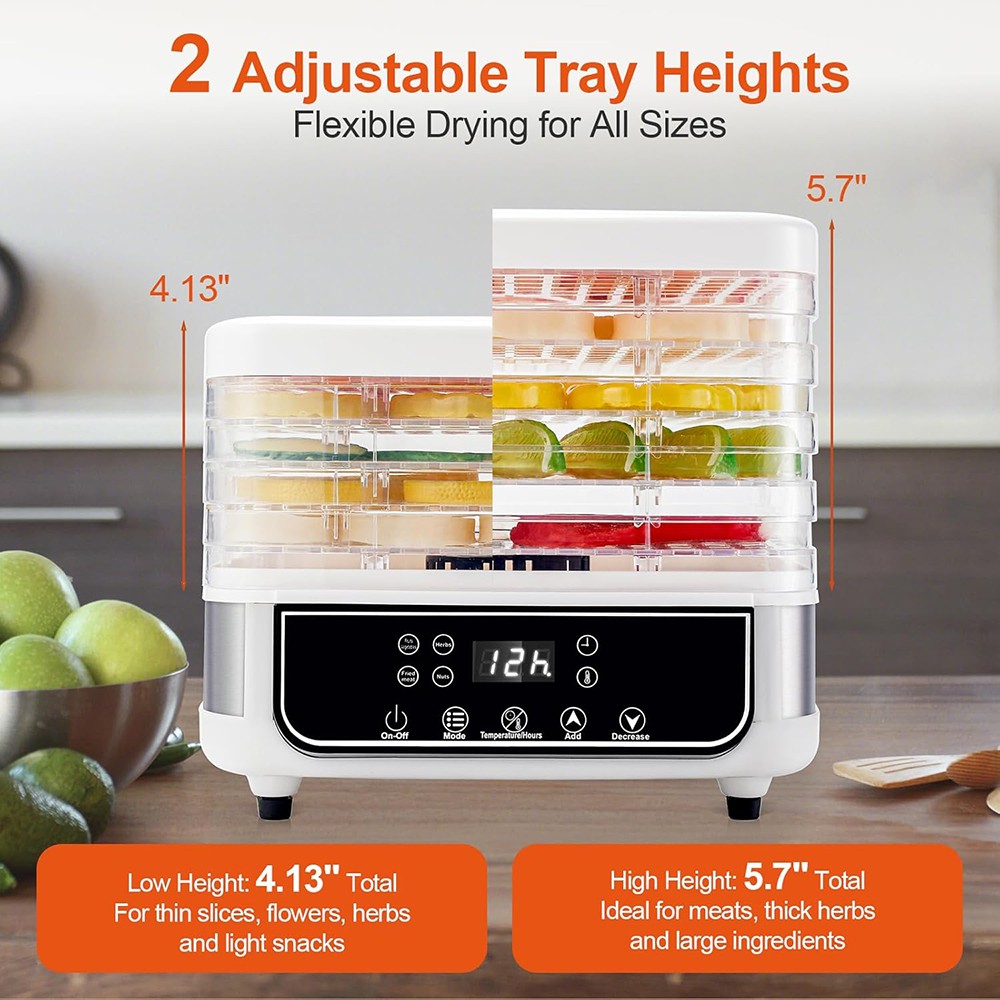 5 Trays Electric Food Dehydrator Commercial Fruit Jerky Beef Meat Dryer Machine
