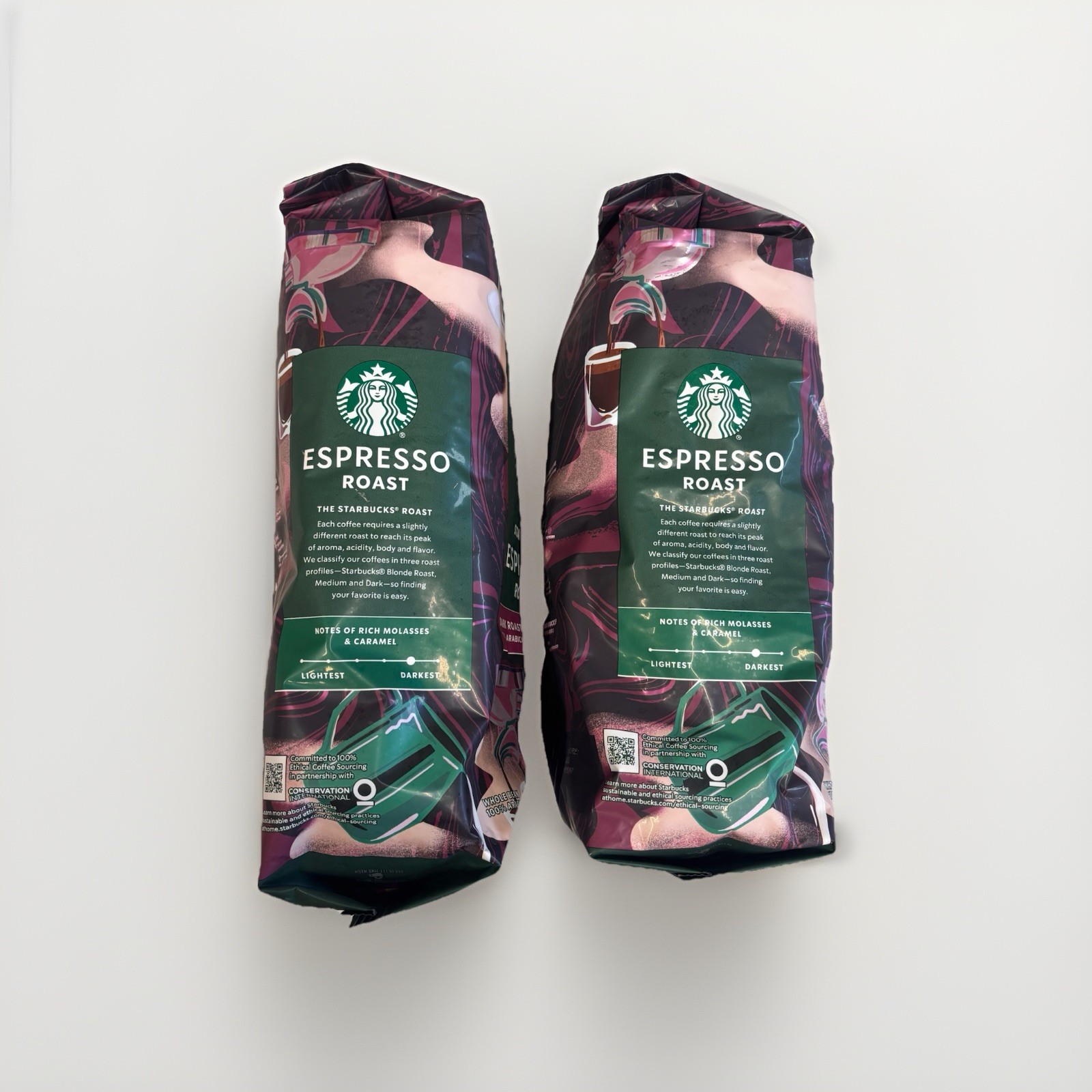 Starbucks Espresso Dark Roast Whole Bean Coffee, 2x40oz Bags (5lbs) *Old Stock*