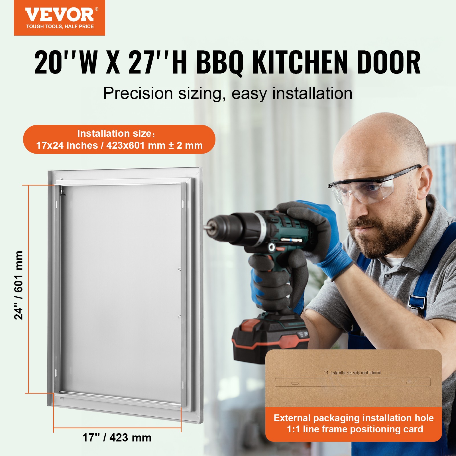VEVOR 20×27 Inch BBQ Island Access Door Outdoor Kitchen Door Stainless Steel