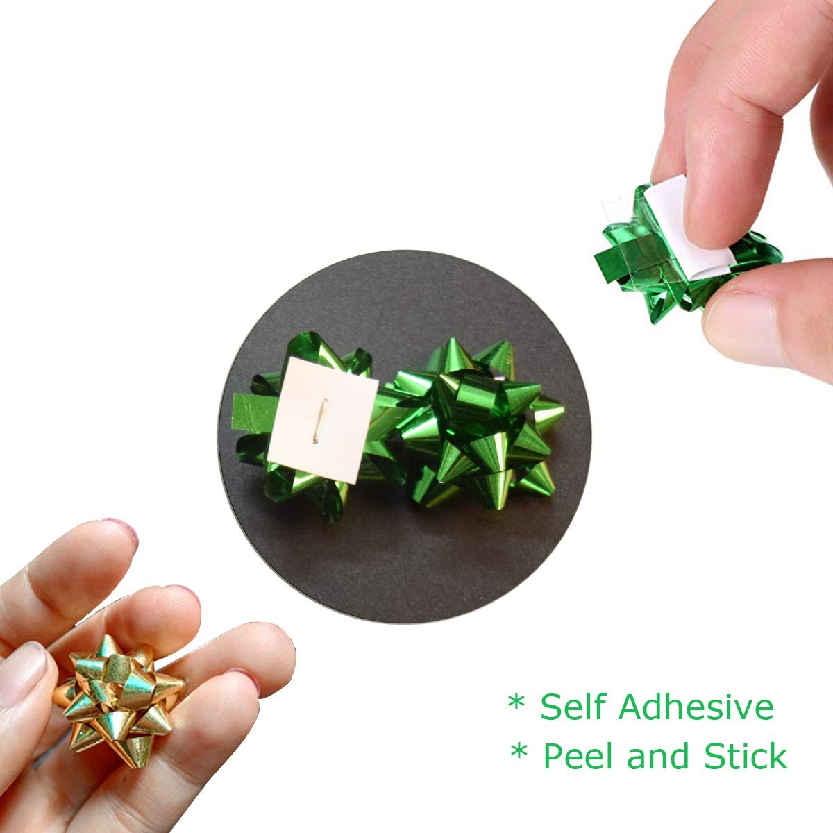 240pcs Mini Gift Bow- 1″ Inch Metallic Star Bow Small Tiny Stick On Bows for