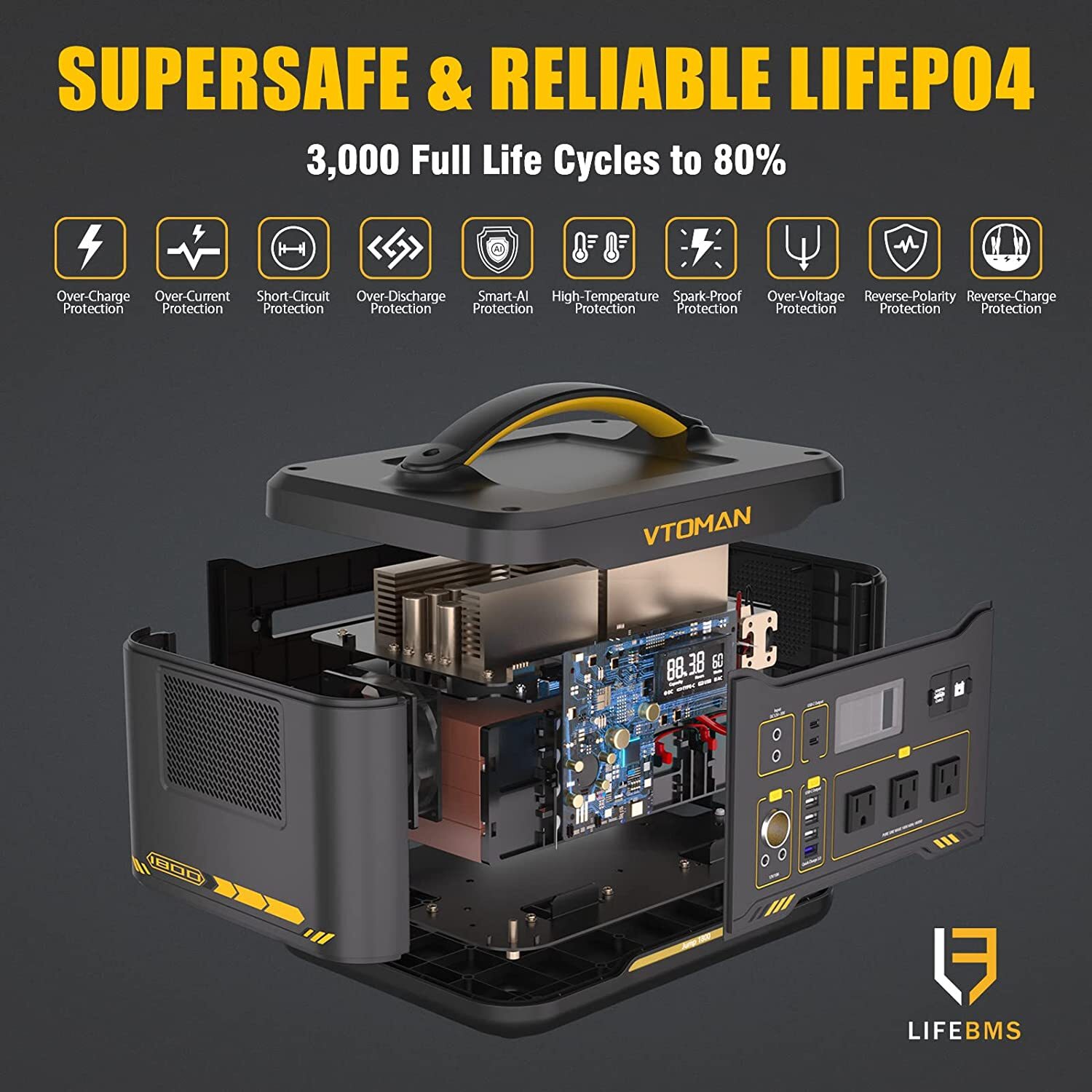 VTOMAN Jump 1800 Portable Power Station 1800W With Extra Battery 3096Wh LiFePO4