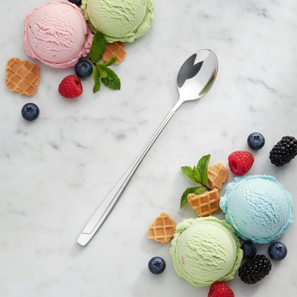 7.48 Inch Stainless Steel Ice Tea Spoons Long Handle Ice Cream Spoons 16 PCS
