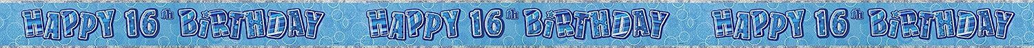 12ft Blue Glitz Foil Aged Birthday Banner Party Decoration