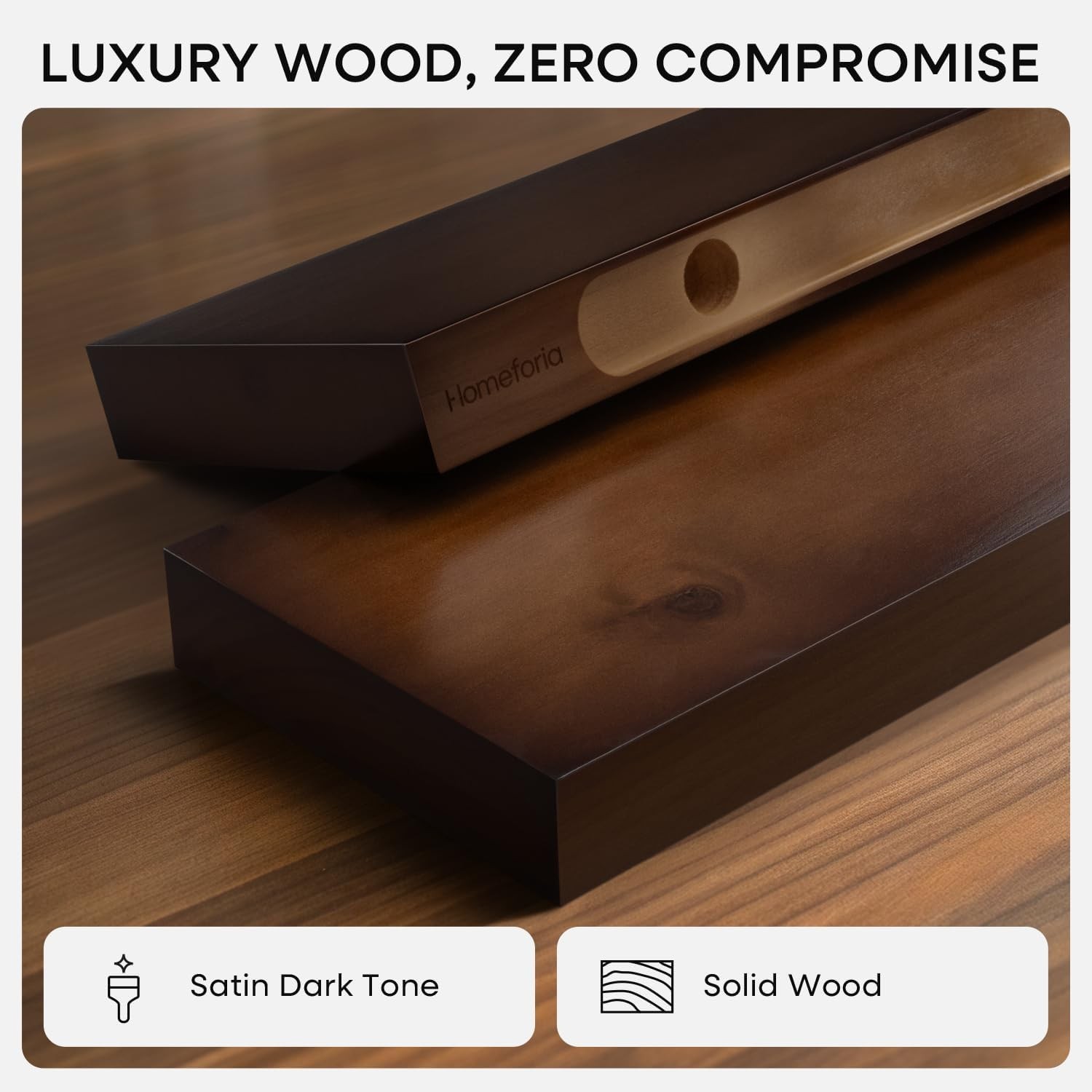 24inch Walnut Floating Shelves for Wall, High End Solid Real Wood 24in Floati…