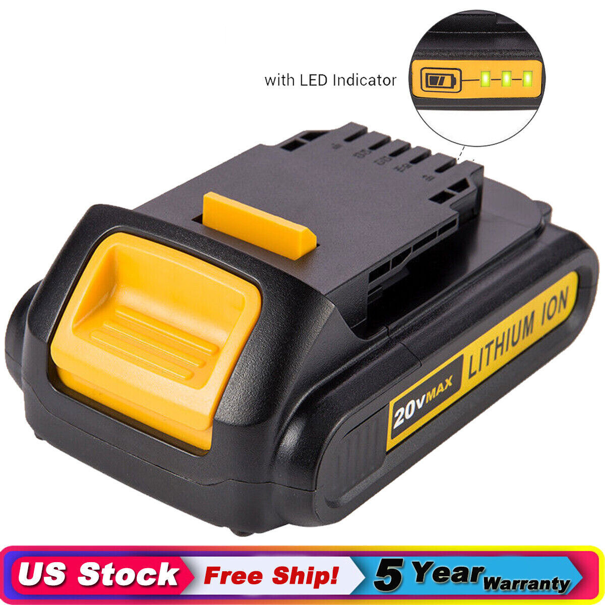 New For Dewalt 20V DCB201 3.0AH MAX Battery Pack 20 Volt XR DCB207 DCB203 DCB200