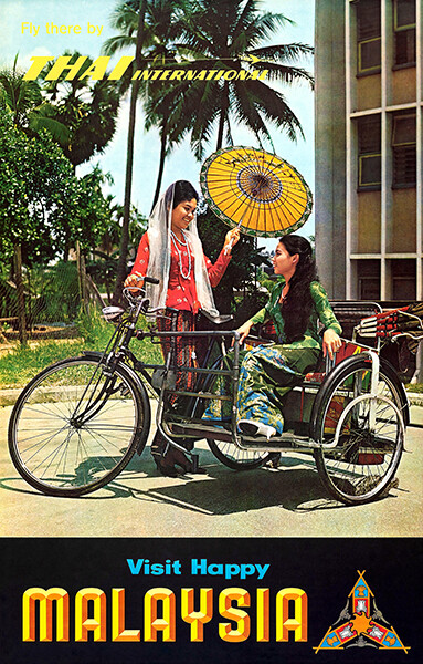 Visit Happy Malaysia – Thai International – 1964 – Travel Poster
