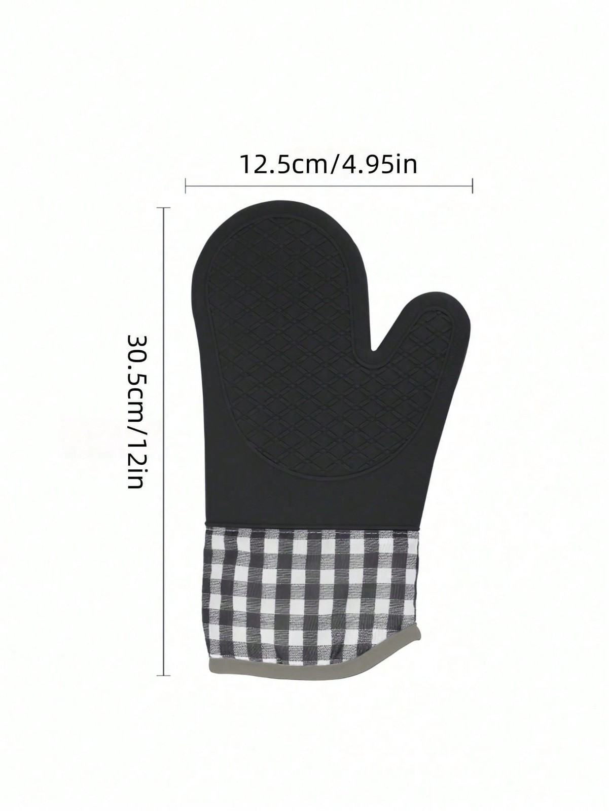 Black Silicone Oven Mitt Heat Resistant One Size 1PC