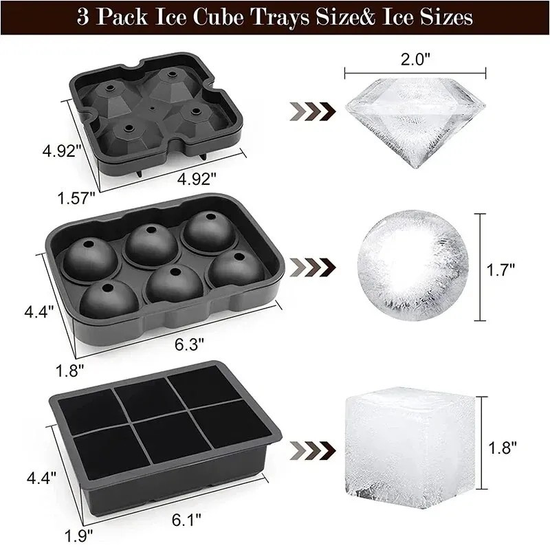 1pc Ice Cube Trays Silicone Ice Cube Molds for Freezer with Lid Reusable Whiskey
