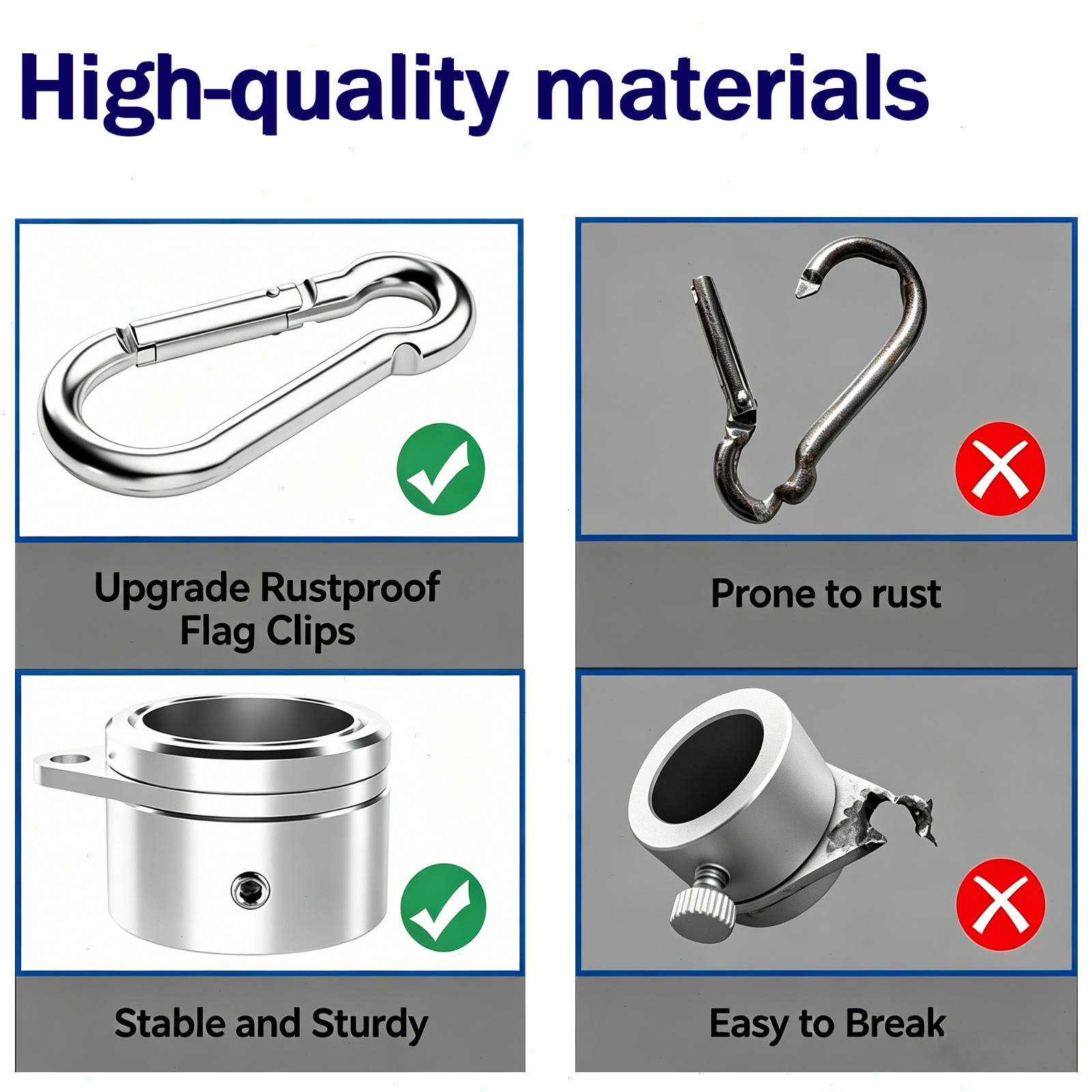 Flag Pole Rings, Aluminum Alloy 360° Rotating Anti Wrap Flag Spinning Ring Clips