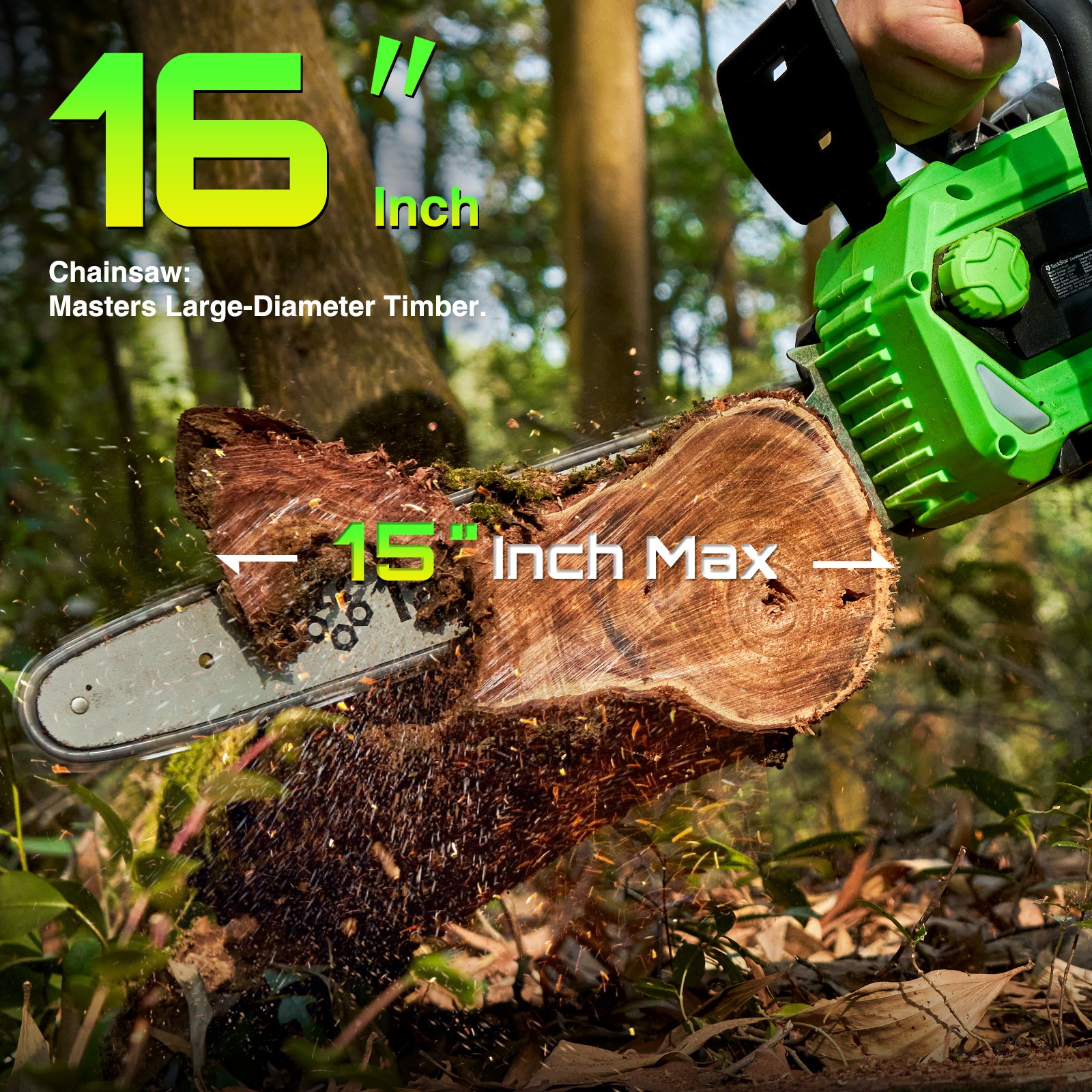 Taskstar 40V 16-Inch Cordless Chainsaw Brushless Saw 2×5.0Ah Battery & Charger